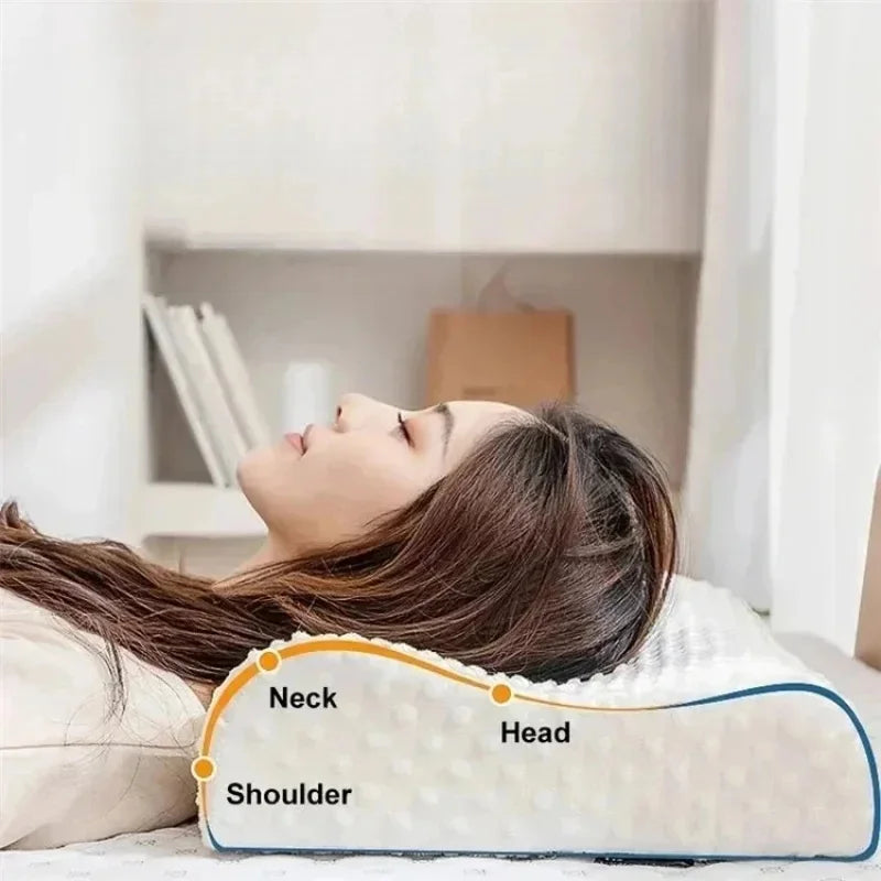 Memory foam pillow for neck and shoulder pain relief